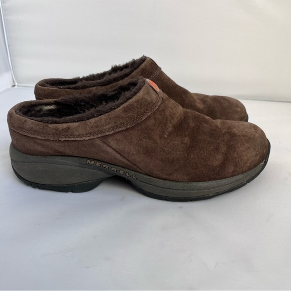 Merrell Brown Suede Slip-On Shoes Fleece Lined size 8